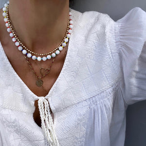 mother of pearl & colours bubblegum necklace