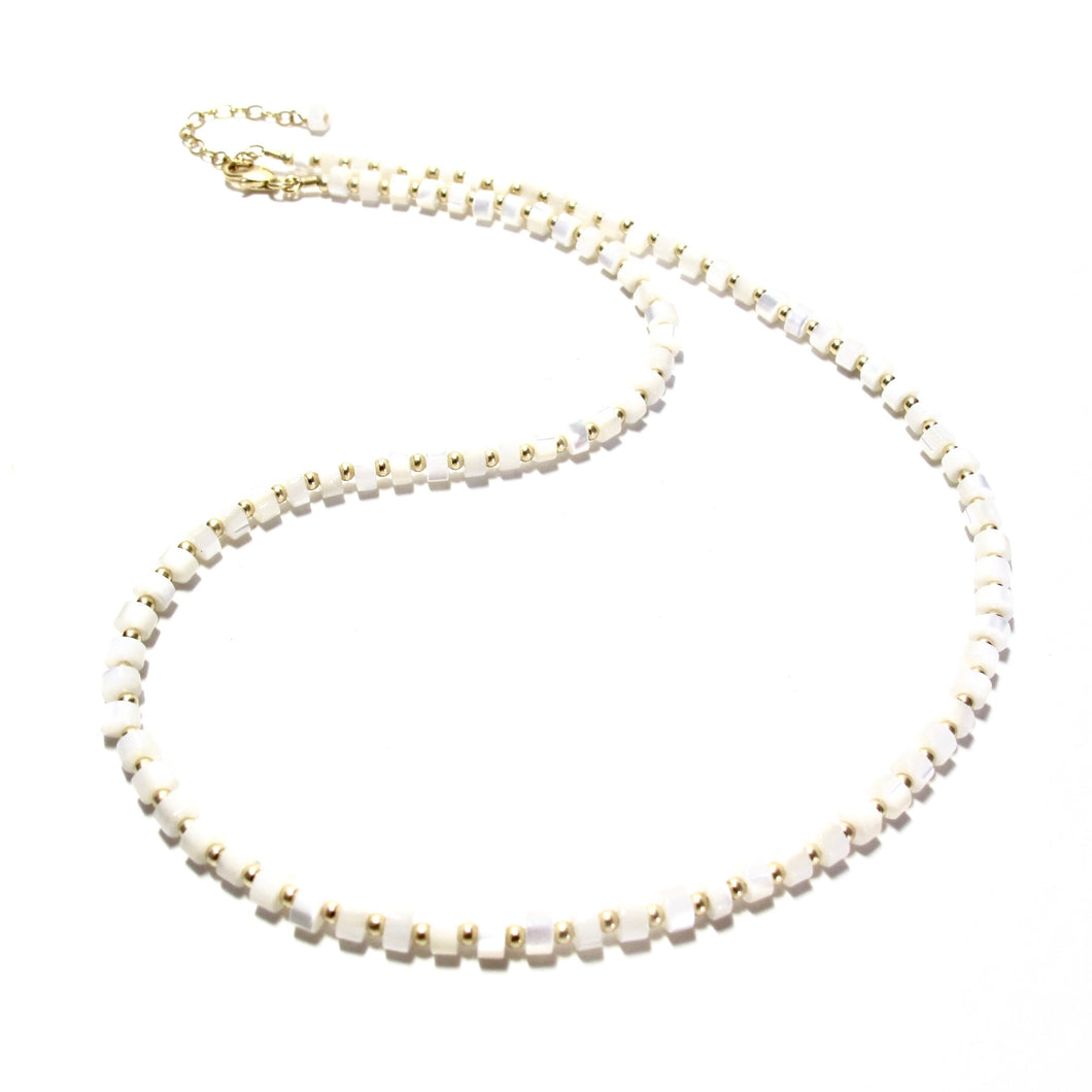 mother of pearl heishi necklace