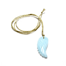 Load image into Gallery viewer, feather pendant on gold cord necklace (choice of stones)