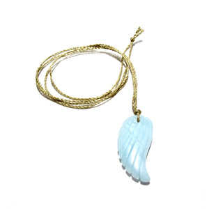 feather pendant on gold cord necklace (choice of stones)