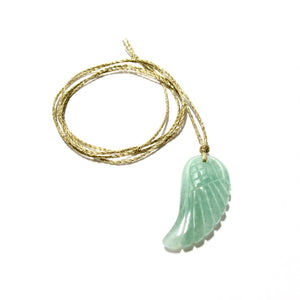 feather pendant on gold cord necklace (choice of stones)