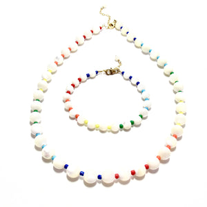 mother of pearl & colours bubblegum necklace