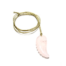 Load image into Gallery viewer, feather pendant on gold cord necklace (choice of stones)