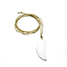 Load image into Gallery viewer, feather pendant on gold cord necklace (choice of stones)