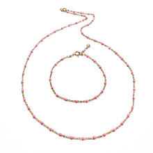 Load image into Gallery viewer, hot pink enamel satellite chain necklace