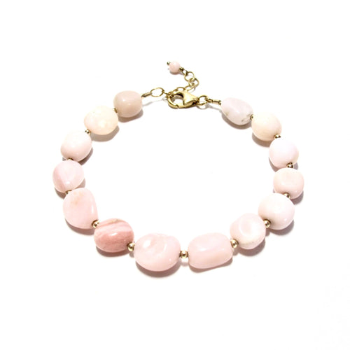 pink opal & gold beads bracelet
