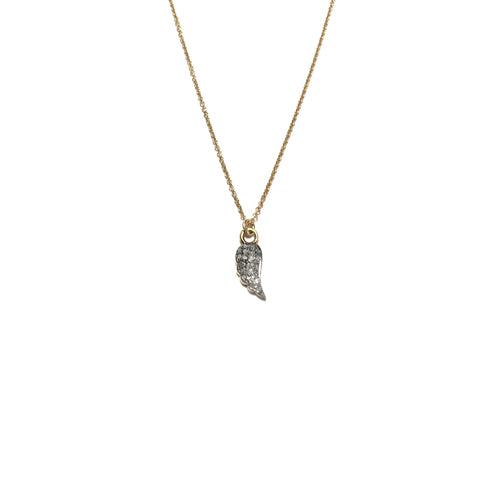 small pave diamond wing necklace