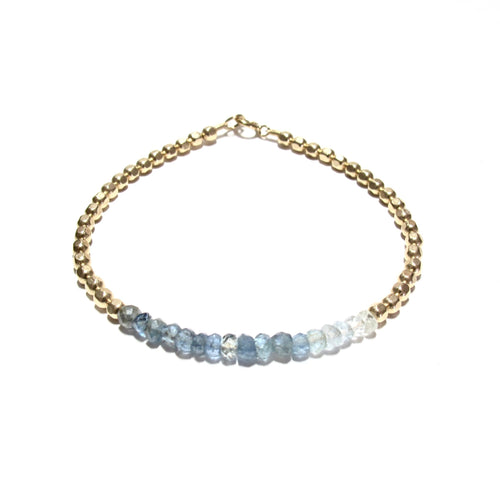 moss aquamarine line and medium faceted beads bracelet