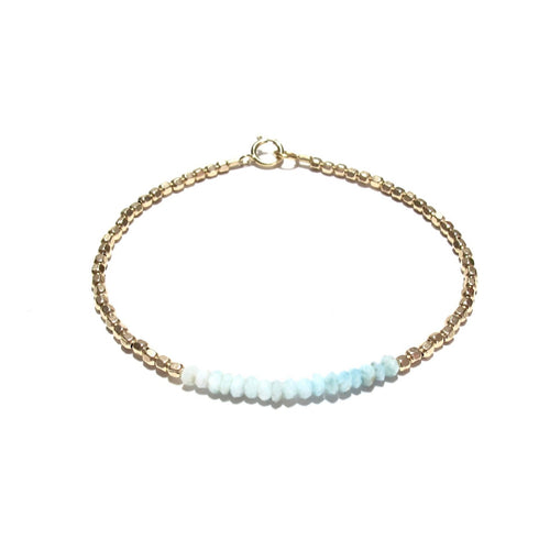 larimar line and gold beads bracelet