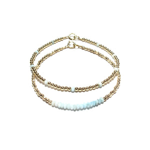 larimar line and gold beads bracelet