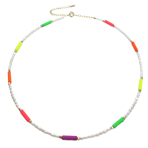 neon tubes & pearls necklace