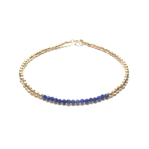 lapis lazuli line and gold beads bracelet