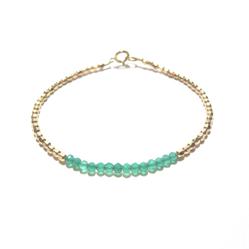 green onyx line and gold beads bracelet