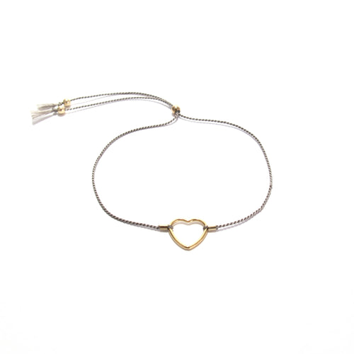 grey silk heart friendship bracelet