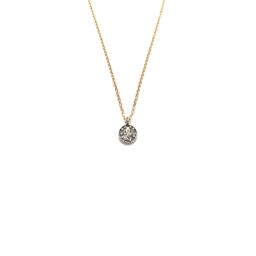 tiny pave diamond circle necklace